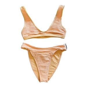 Revel Rey Francis Top/Elliott Bottom Bikini in Peach Pleat NWT